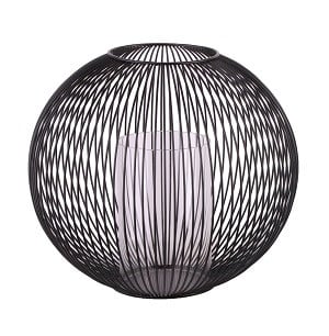 TrendLine Deko Eisen-Glas Windlicht rund Ø 27 x 24 cm schwarz