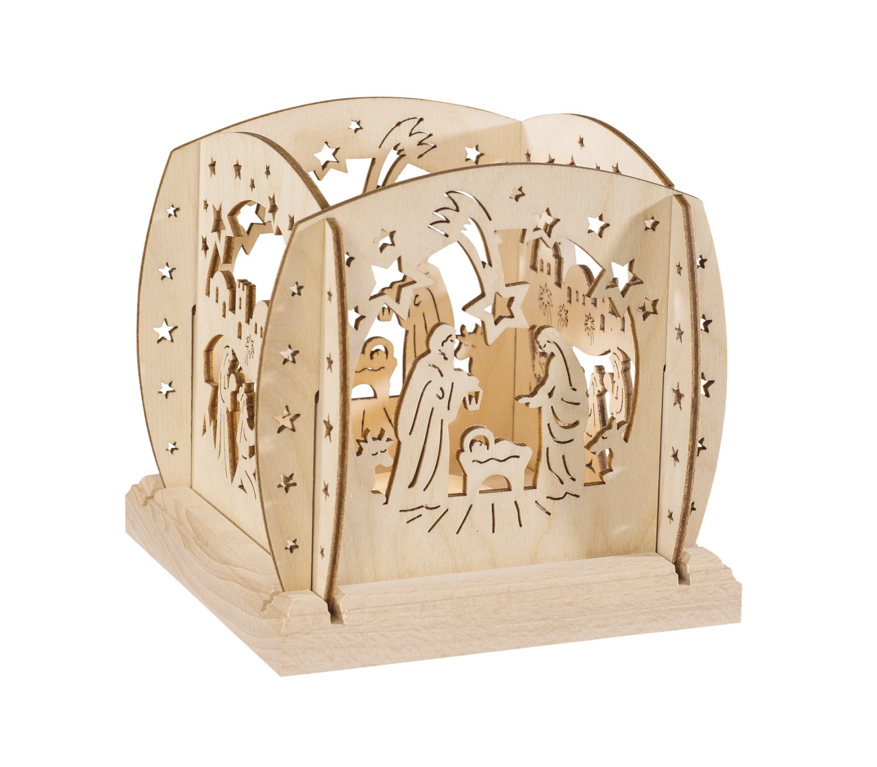 Laterne Deko Holz Weihnachten für 1 Teelicht 12 cm 3-fach sortiert Bild 2