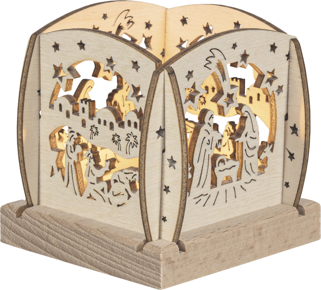 Mini-Laterne Deko Holz Glocken für 1 Teelicht 7 cm