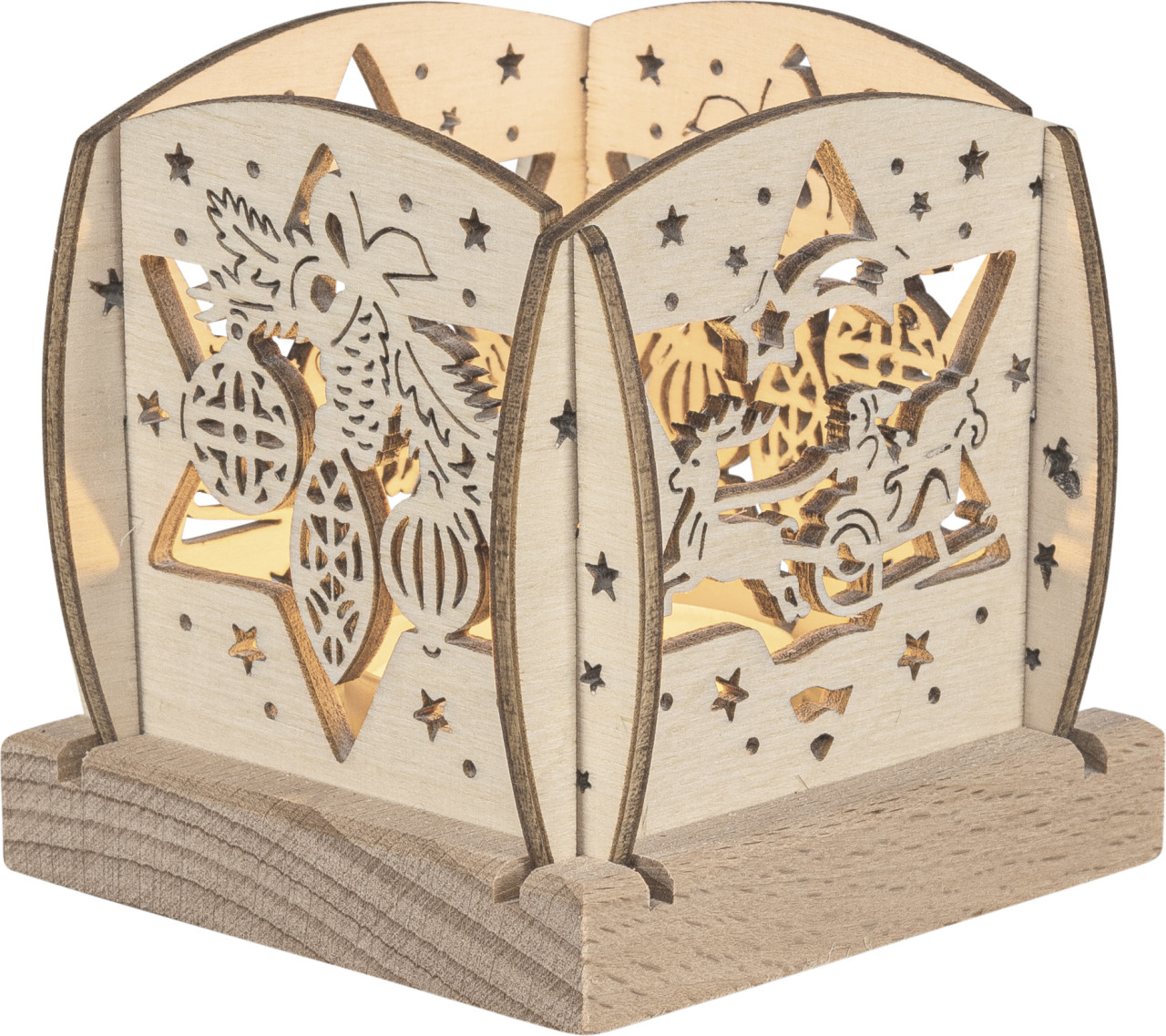 Mini-Laterne Deko Holz Weihnachtsmann für 1 Teelicht 7 cm