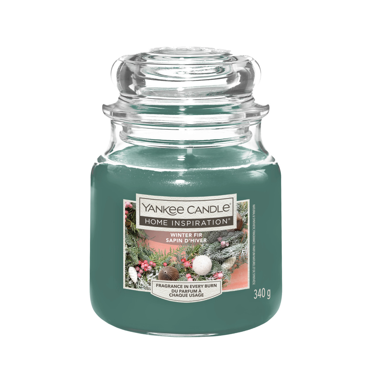 Yankee Candle Duftkerze Mittleres Glas Winter Fir 340 g, tannengrün