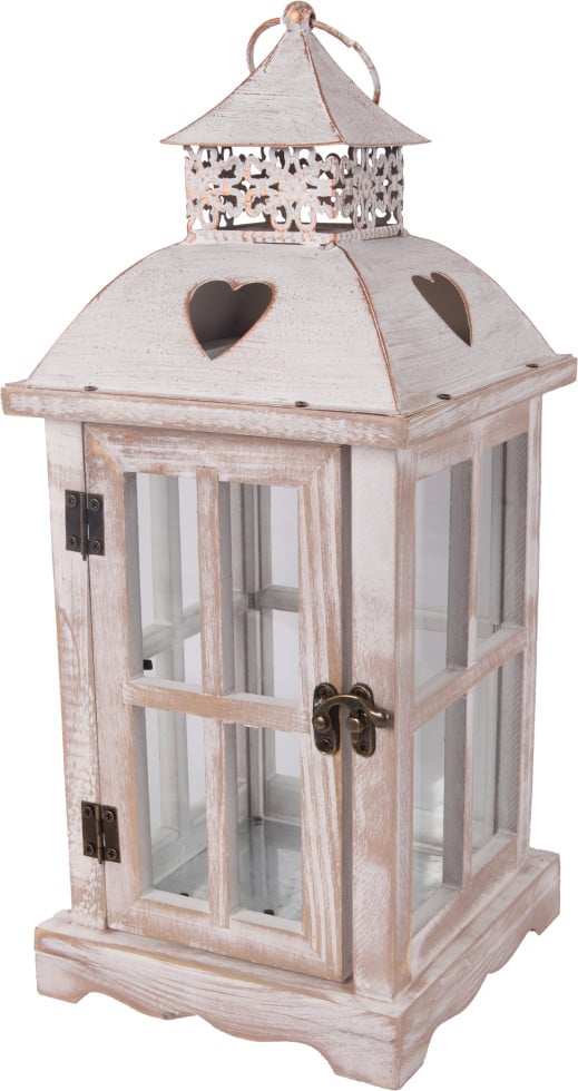 Deko Laterne Holz 38 x 17 cm weiß