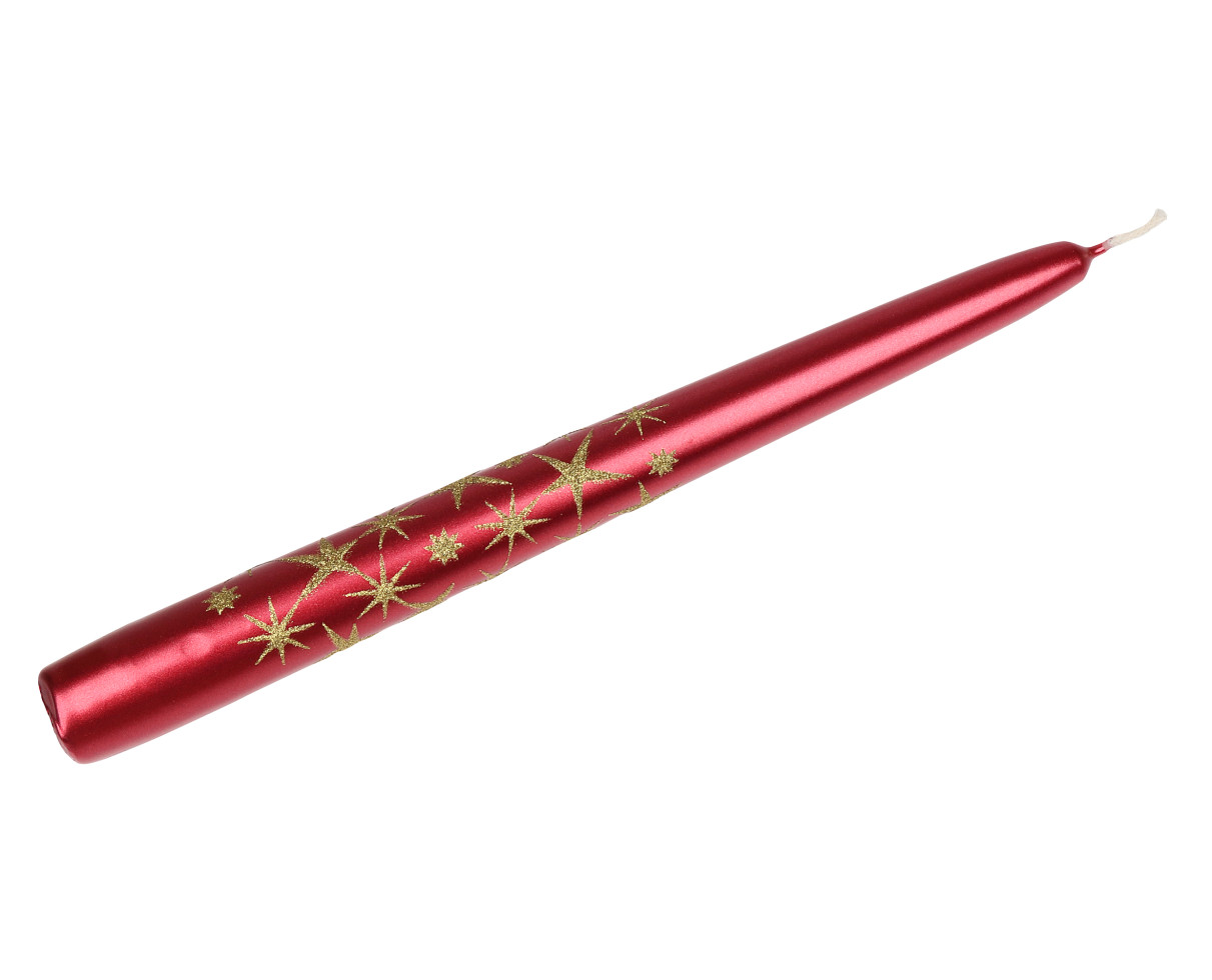 Steinhart Spitzkerze Glitzersterne 24 cm rubin