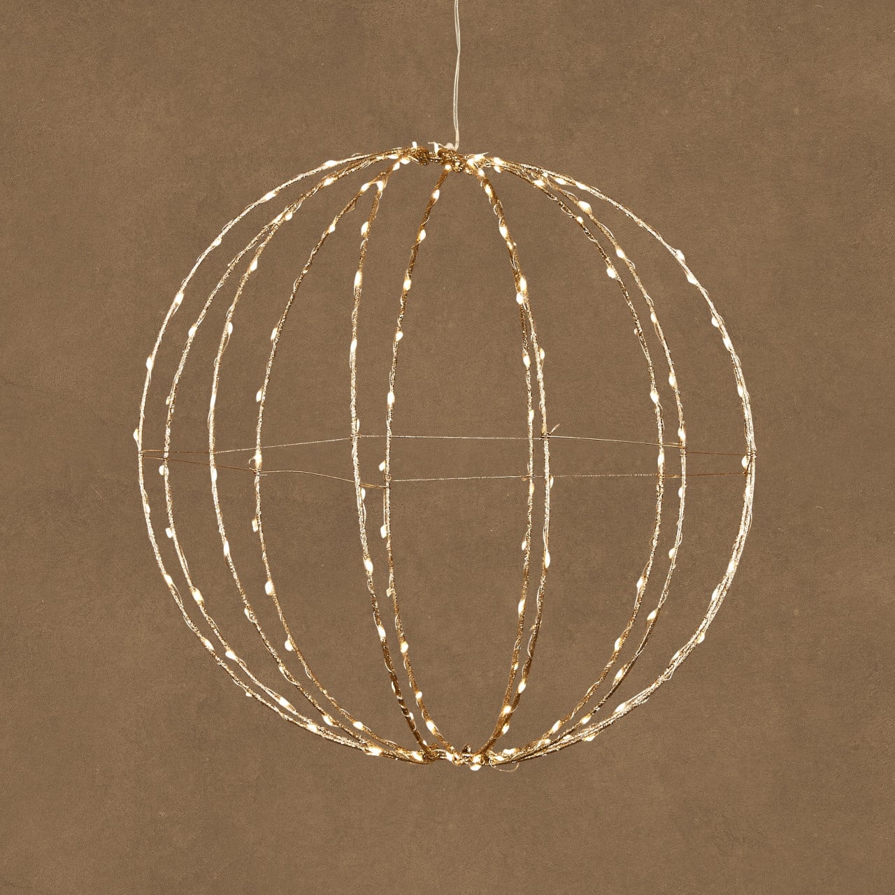Luca Lighting LED-Weihnachtsanhänger Kugel mit Timer Eisendraht Ø 38 x 38 cm warmweiß champagner