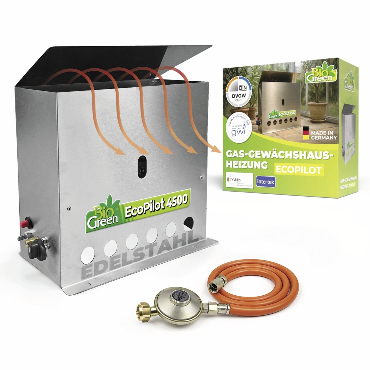 BioGreen Gasgewächshausheizung EcoPilot silber 38,8 x 40,2 cm 4500 W Bild 3