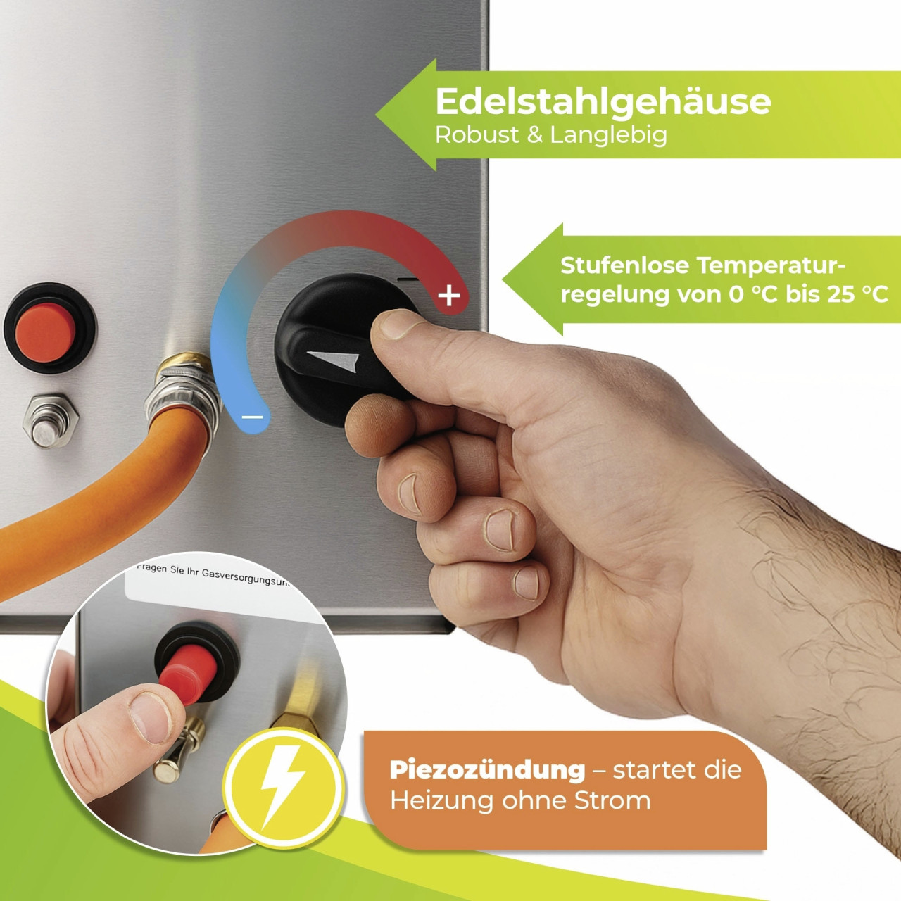 BioGreen Gasgewächshausheizung EcoPilot silber 38,8 x 40,2 cm 4500 W Bild 4