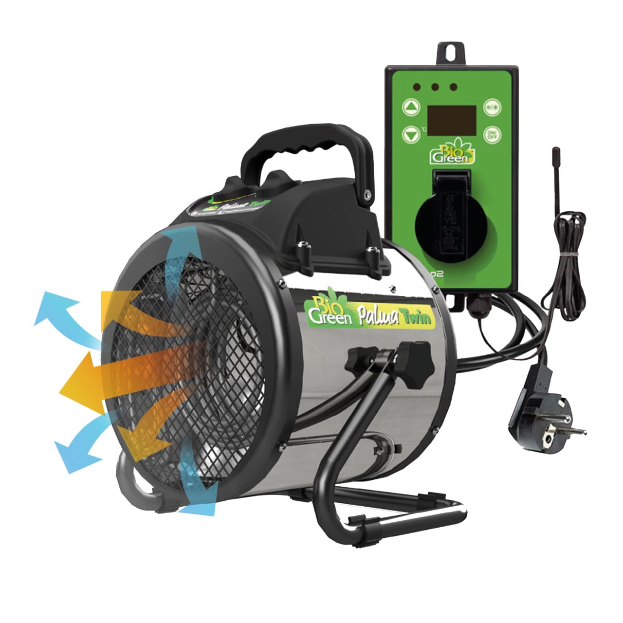 BioGreen Elektroheizung für Gewächshaus Palma Twin Digital silber/schwarz 25 x 30 cm mit digitalem Thermostat 1000/2000 W Bild 5