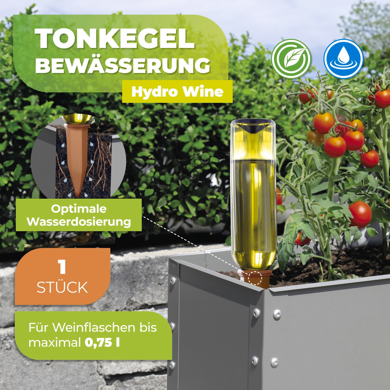 BioGreen Bewässerungskegel Hydro Wine für Wein- und PET-Flaschen 1 Stück Bild 2