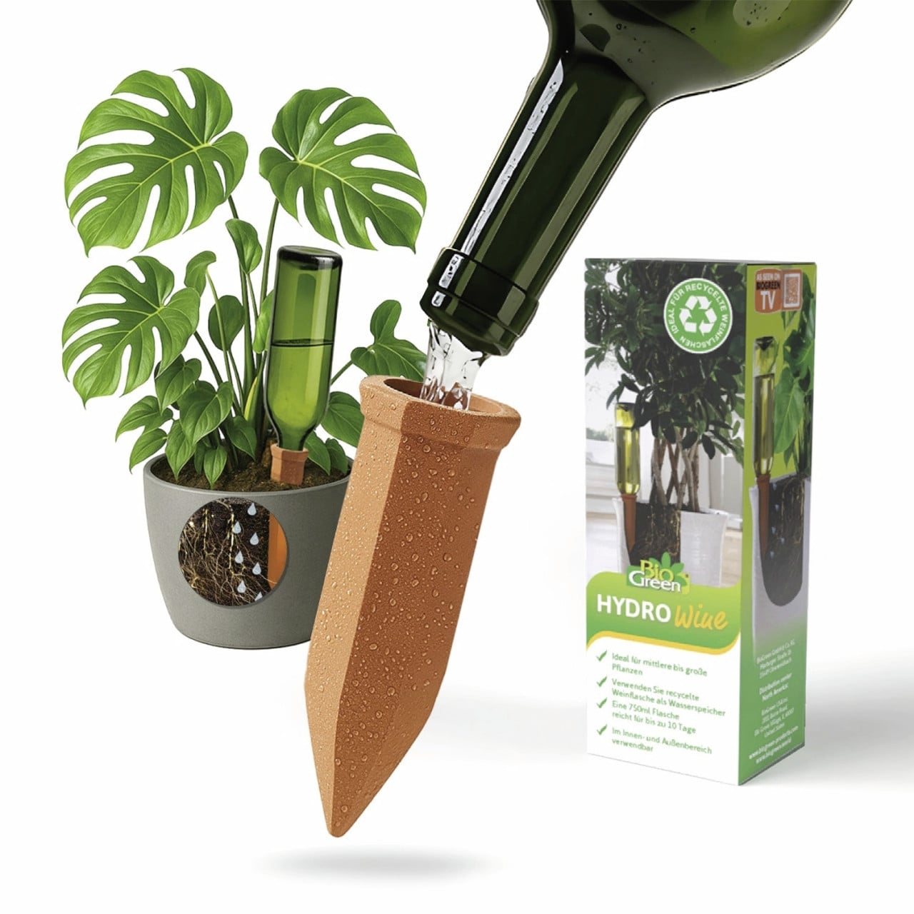BioGreen Bewässerungskegel Hydro Wine für Wein- und PET-Flaschen 1 Stück Bild 3