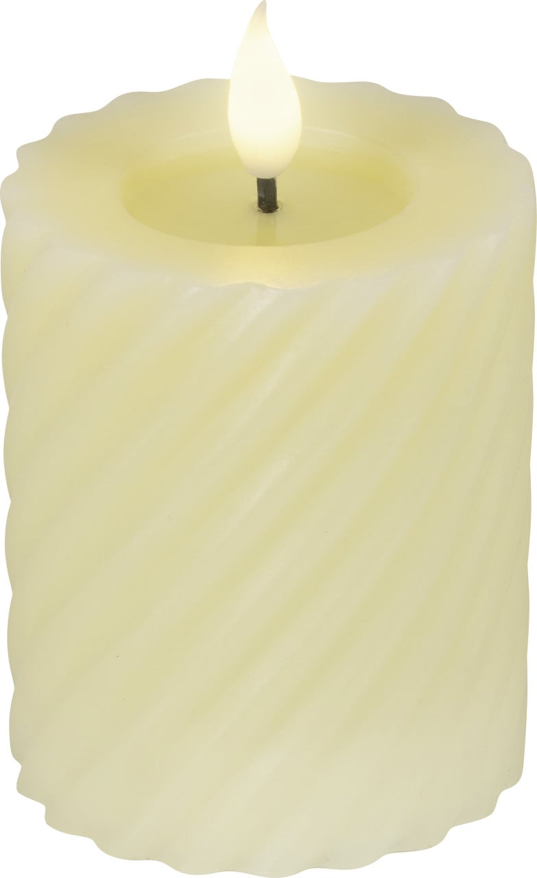 Lumineo LED Kerze mit Timer Ø 7,5 x 12 cm creme/warmweiß