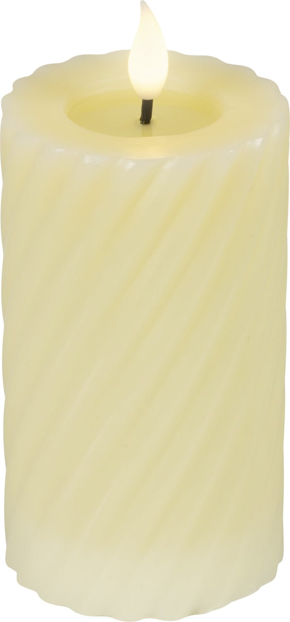 Lumineo LED Kerze mit Timer Ø 7,5 x 16 cm creme/warmweiß