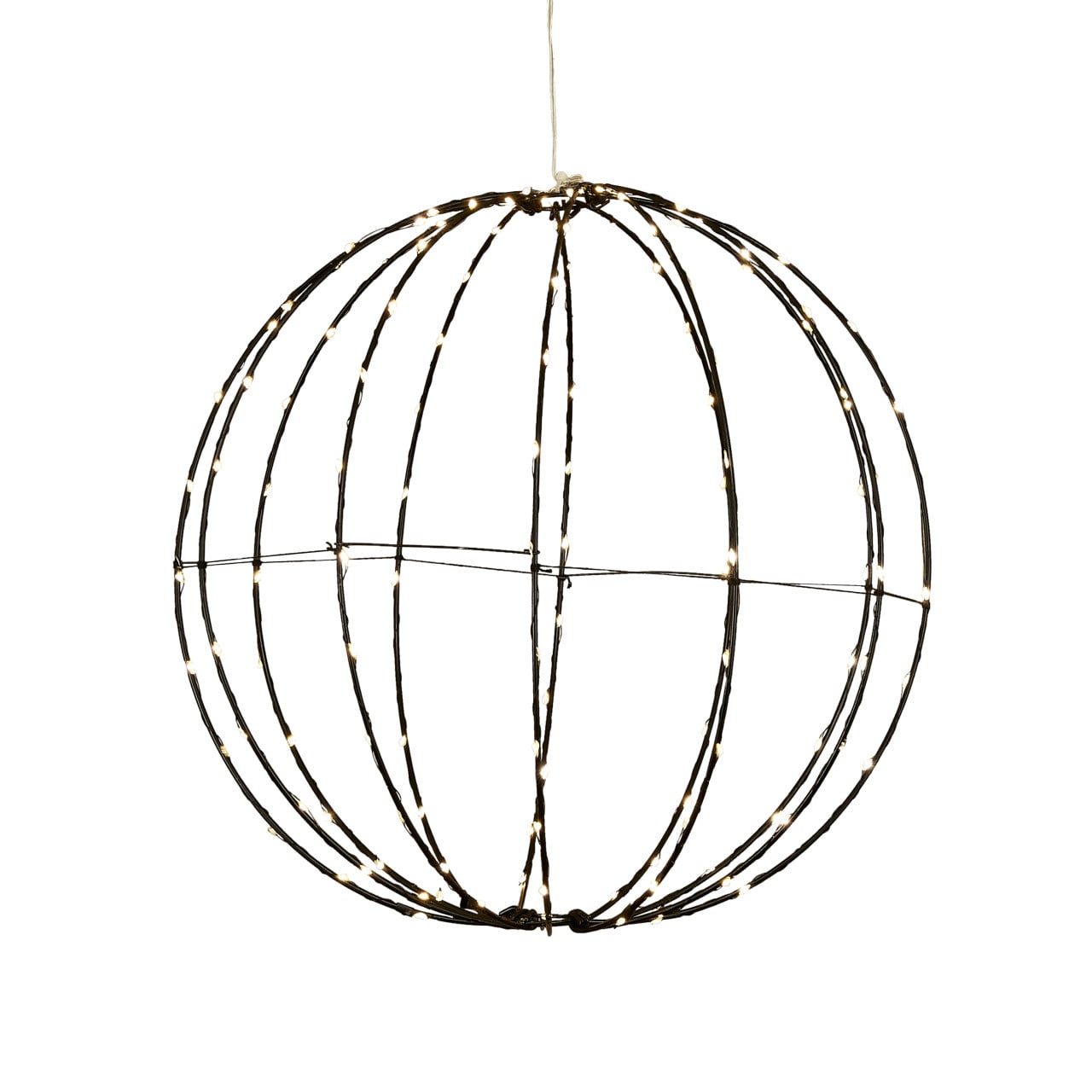Luca Lighting LED Kugel hängend Ø 38 cm warmweiß batteriebetrieben mit Timer - 144 LED schwarz
