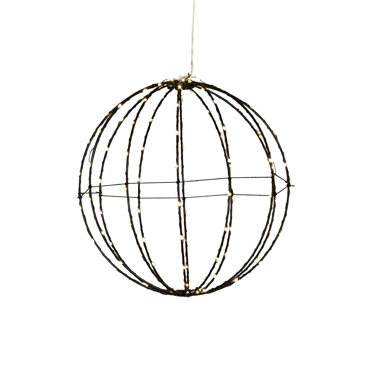 Luca Lighting LED Kugel hängend Ø 30 cm warmweiß batteriebetrieben mit Timer - 120 LED schwarz