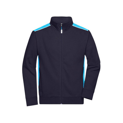 Herren Workwear Sweatjacke JN870, navy-blau/türkis, Größe S