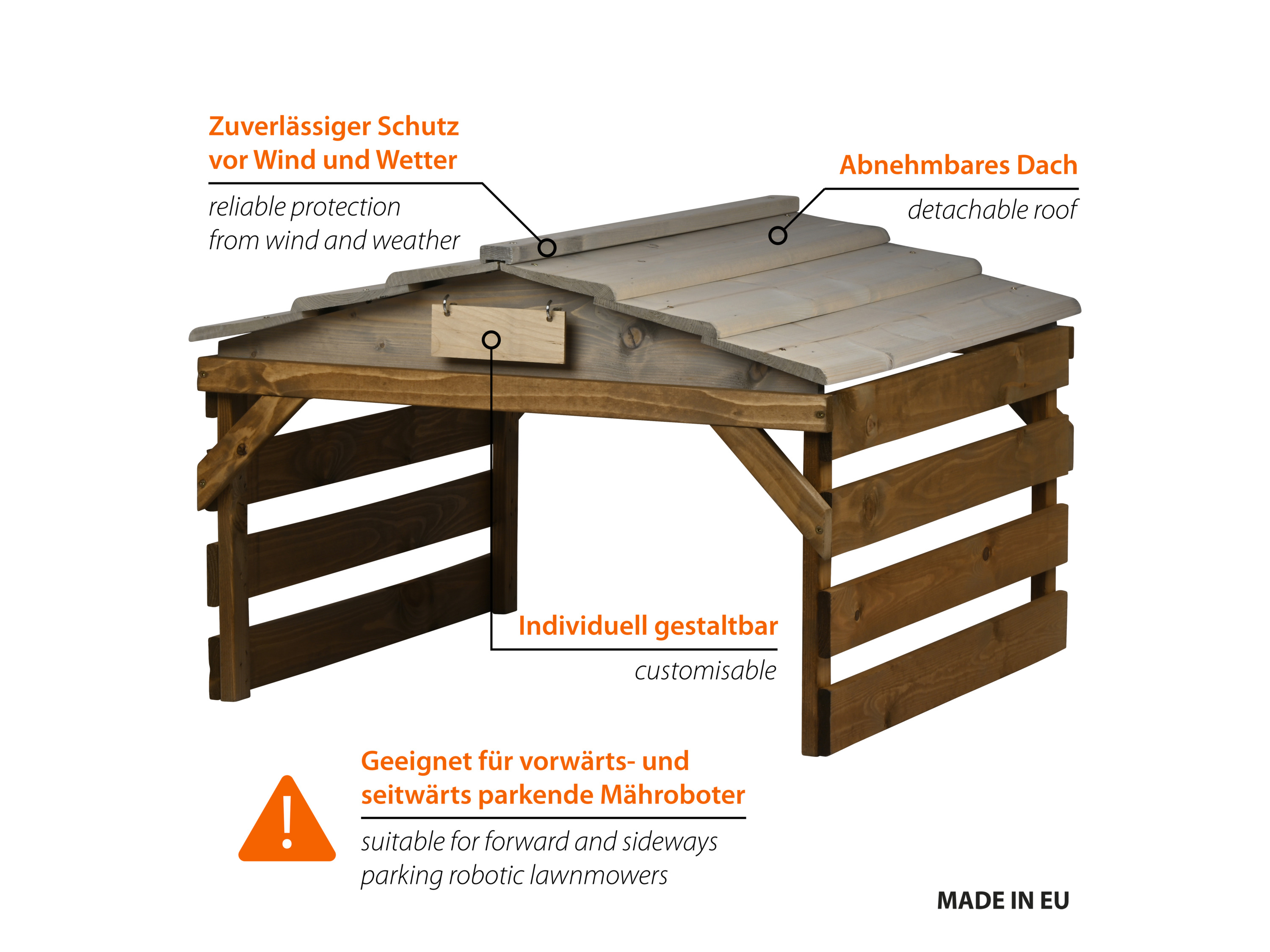 DOBAR Mährobotergarage mit Schild (Grau-braun) Bild 2