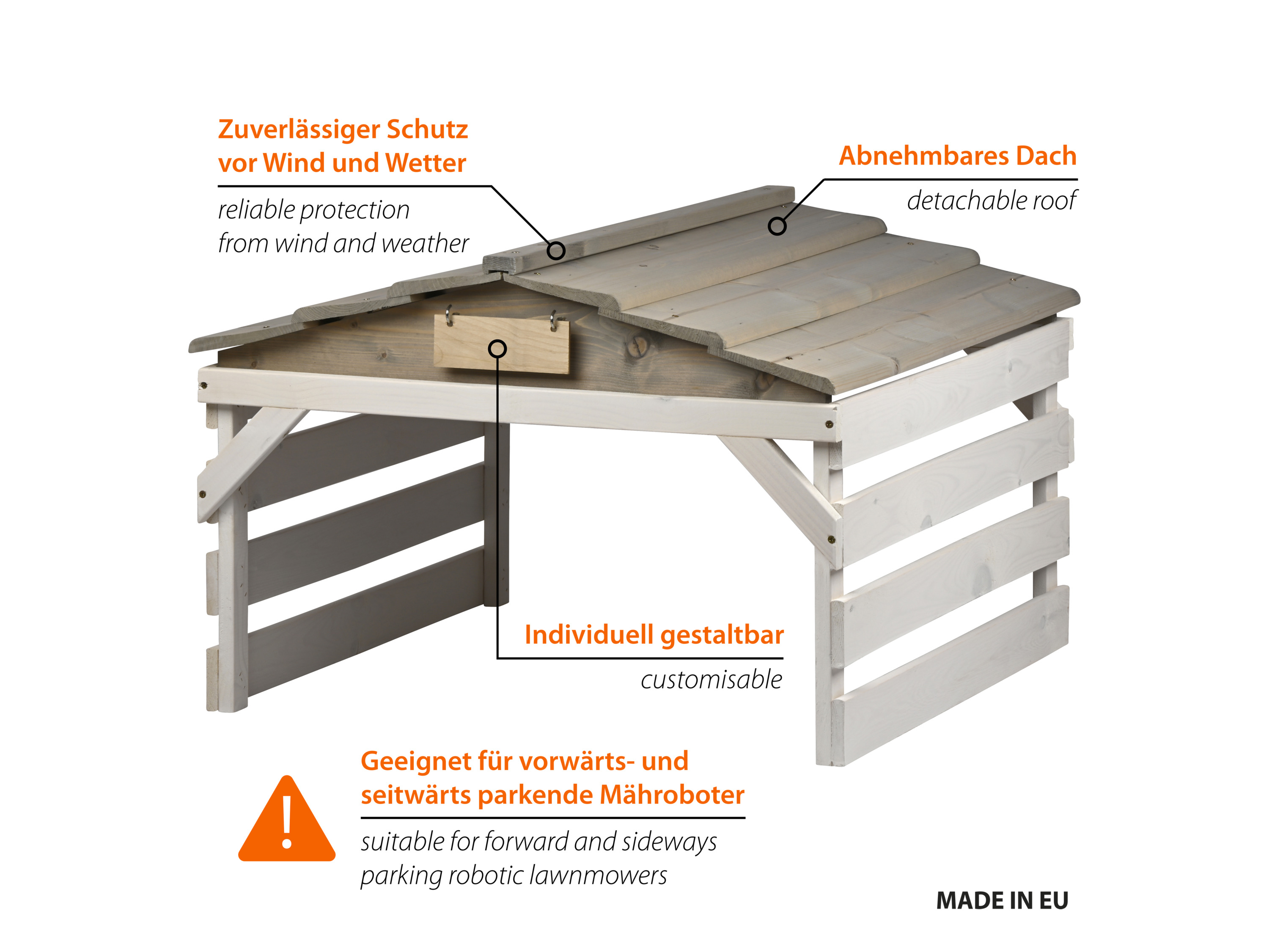 DOBAR Mährobotergarage mit Schild (Weiß/Grau) Bild 2
