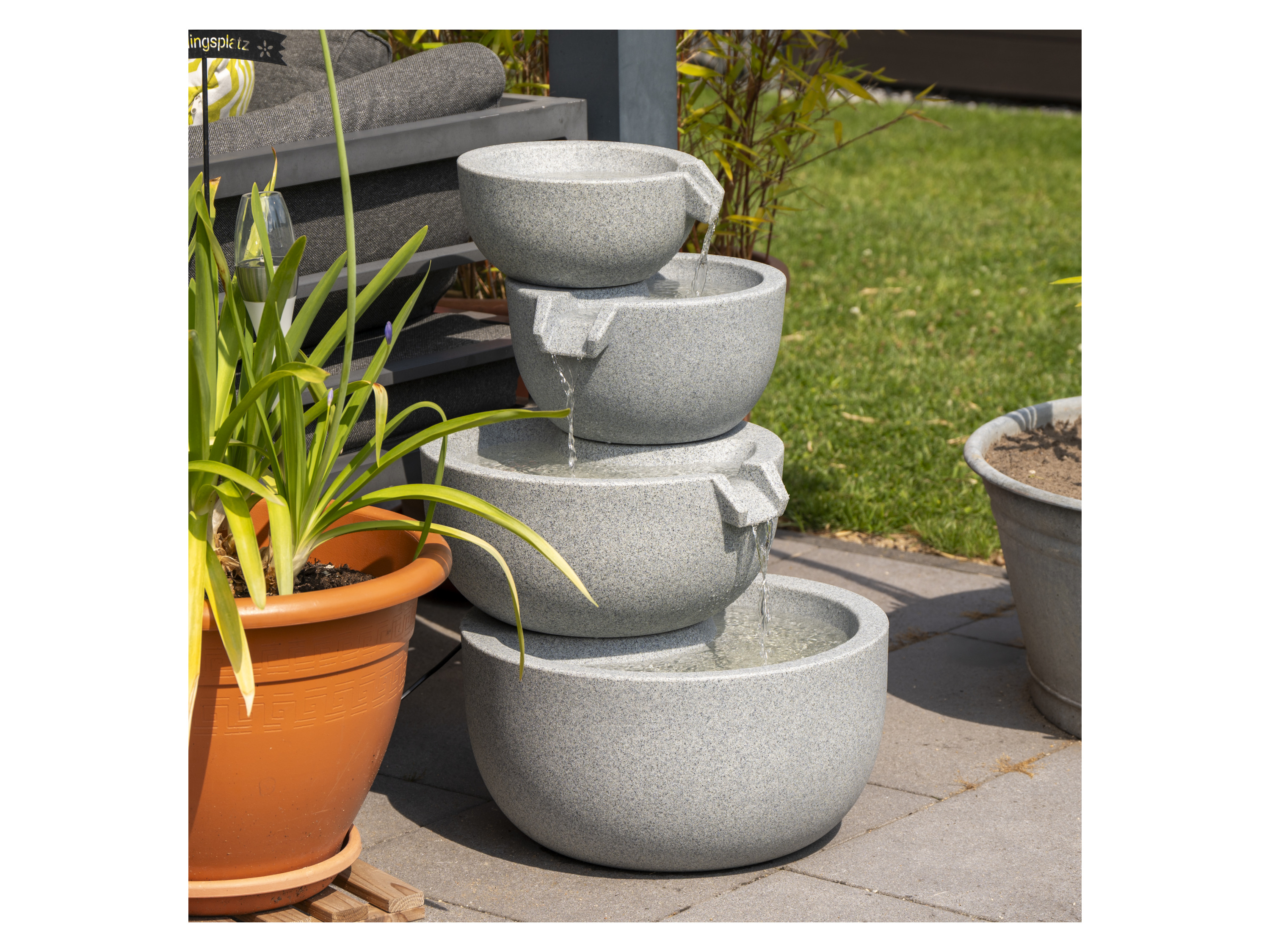 DOBAR Gartenbrunnen »Rama«, 4-stufig mit LED