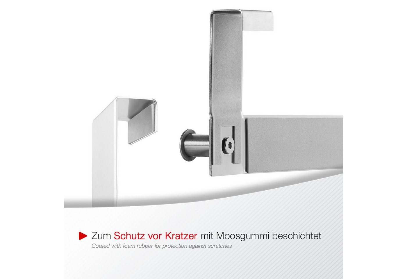 SO-TECH® Türgarderobe Garderobenleiste LINEA 380 x 110 mm, mit 6 Haken Türhaken, (Spar-Set, 2-St), Edelstahl matt gebürstet, für Türen mit Falz max. 16 mm
