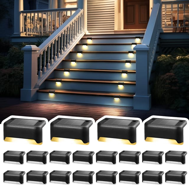 20er-pack Solarleuchten, Wasserdichte Treppenlichter Für Den Außenbereich Für Stufen, Zäune, Hof, Terrasse Und Einfahrt (schwarz, Warmweiß)