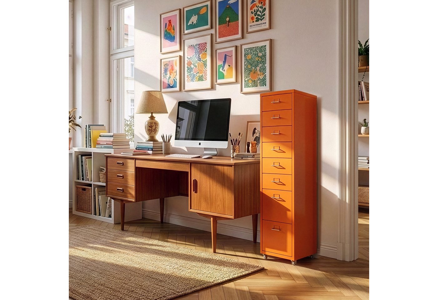en.casa Rollcontainer, »Kökar« mit 8 Schubladen Bürowagen Orange Bild 5