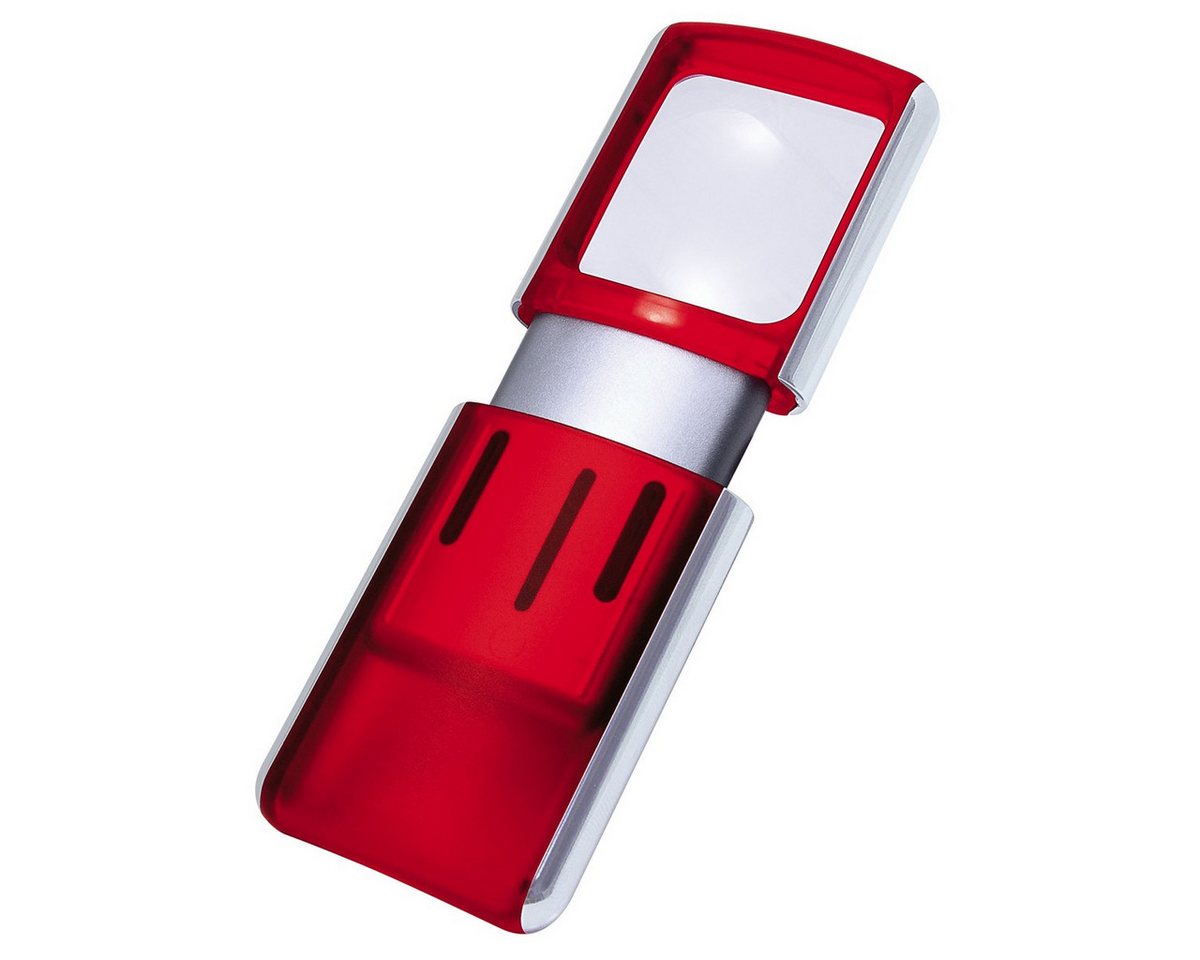 Werner Dorsch Leuchtlupe Lupe eckig beleuchtet inklusive Batterien rot/weiß 11,8x4,7x1,4cm