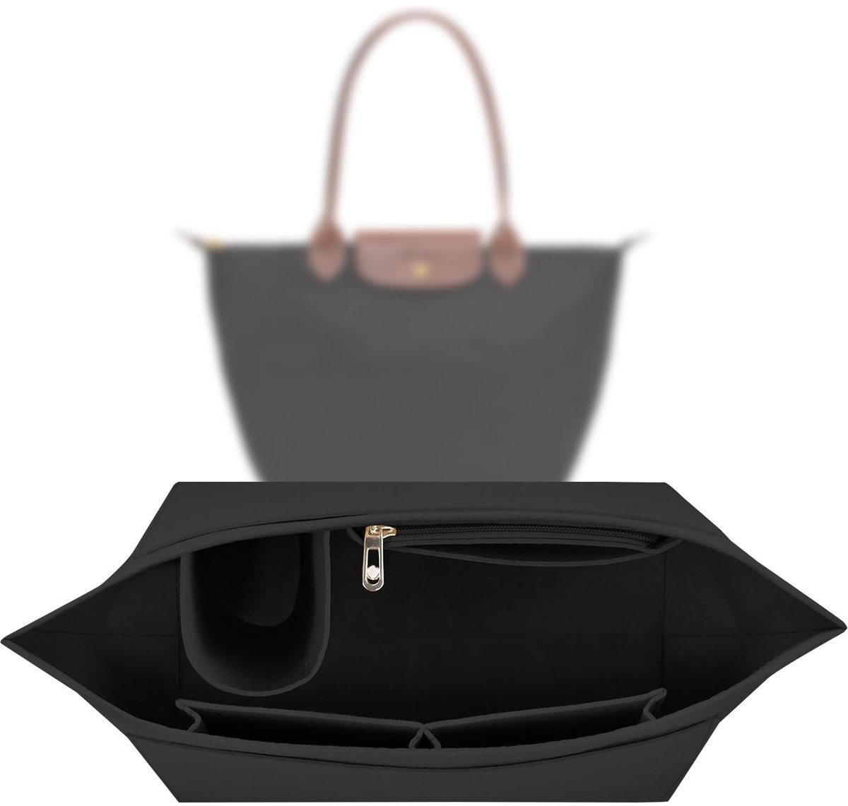 Kraftverdia Aufbewahrungstasche Taschen-Organizer – Bag-in-Bag, kompatibel mit Longchamp & Co. Bild 3