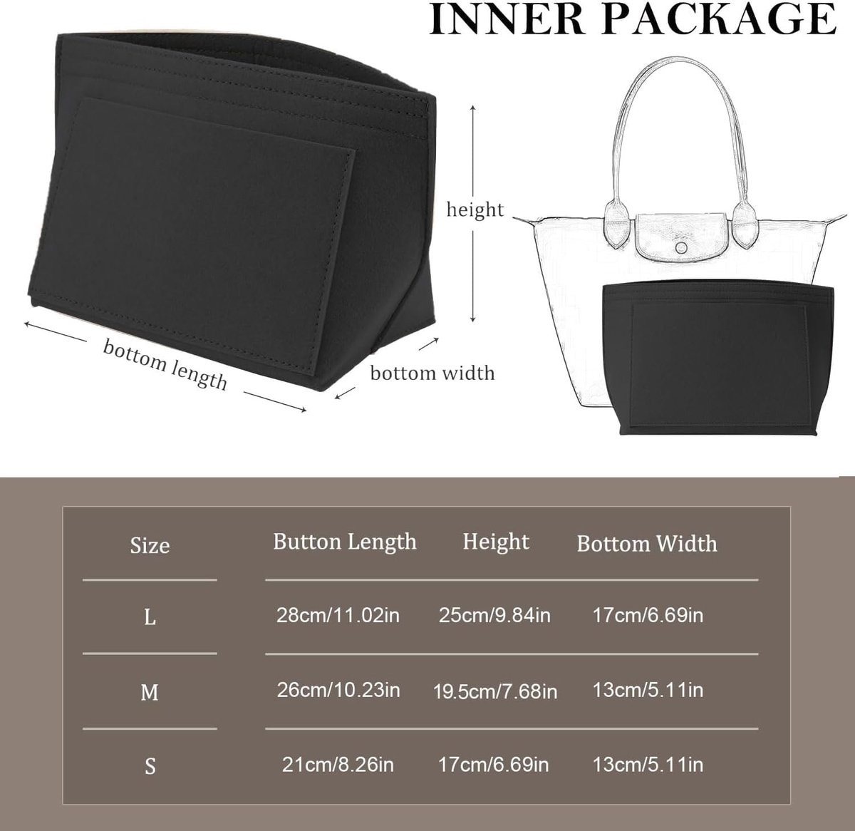 Kraftverdia Aufbewahrungstasche Taschen-Organizer – Bag-in-Bag, kompatibel mit Longchamp & Co. Bild 5