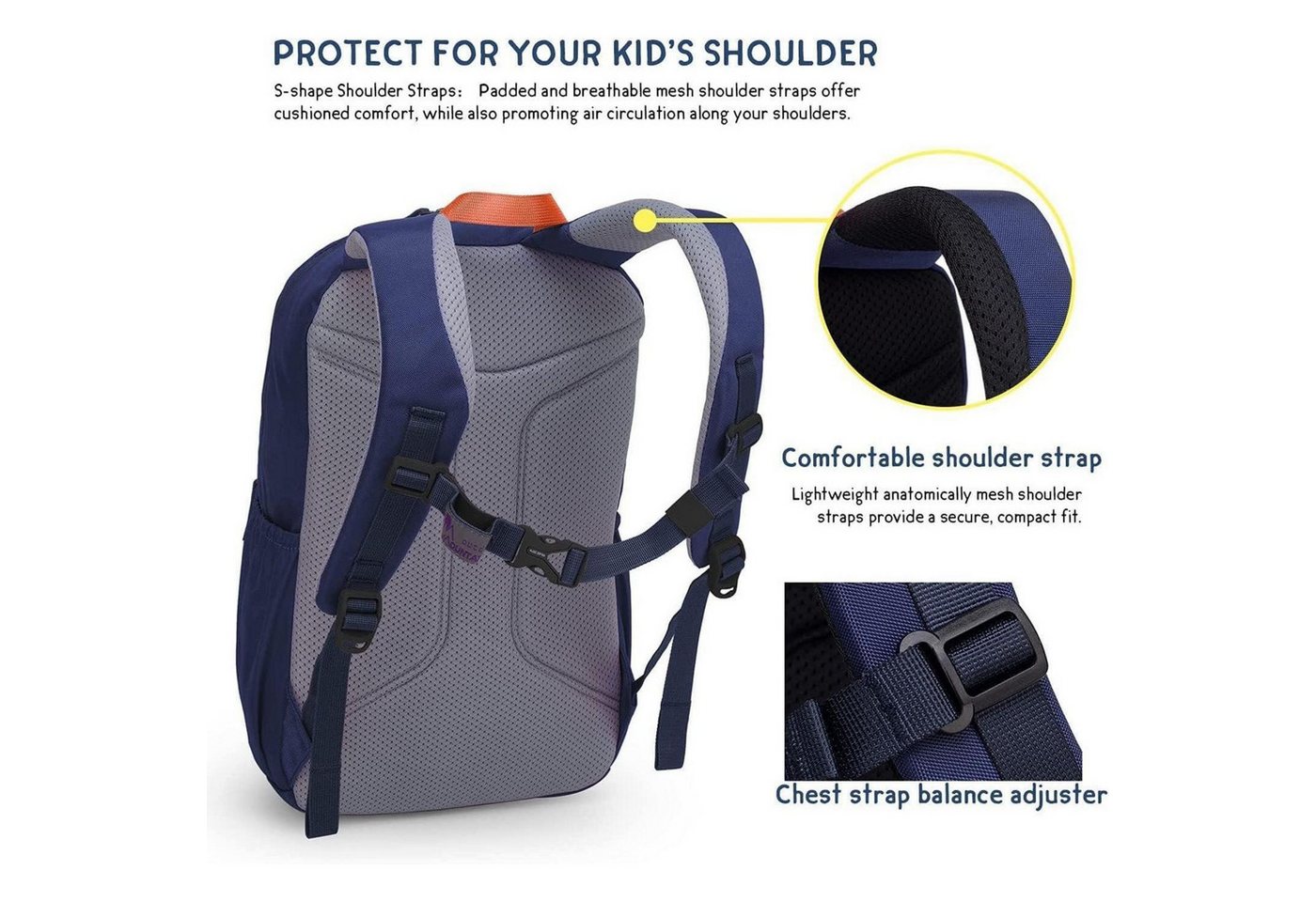 LuxusKollektion Kinderrucksack Kinderrucksack Mädchen Jungen Schulrucksack 15L 25x14x41 cm dunkelblau