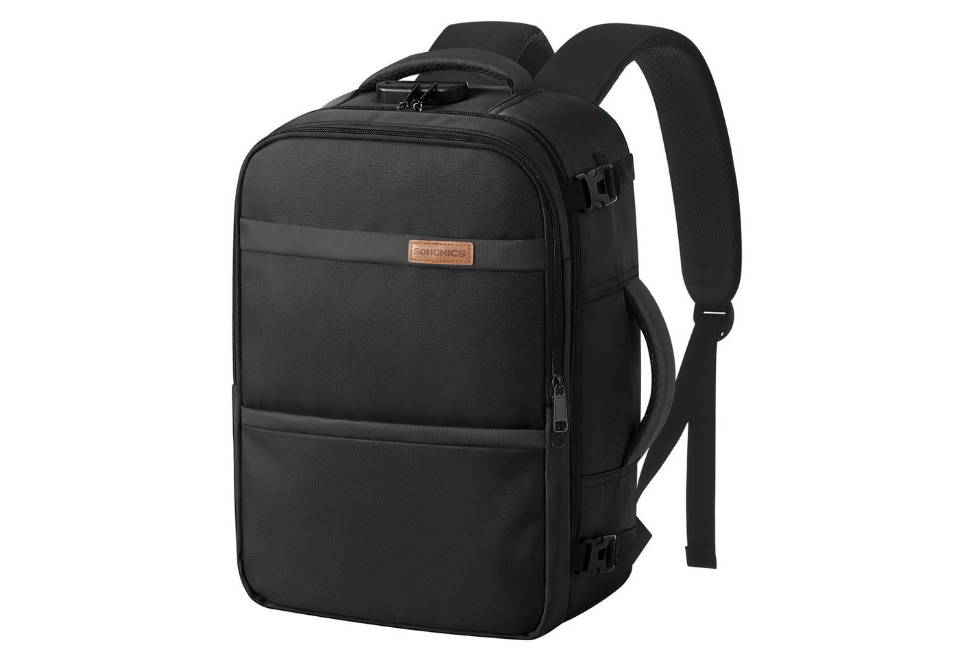 SONGMICS Reiserucksack Zahlenschloss, wasserabweisend, Laptoprucksack, Handgepäckrucksack für Flugreisen, mit Nassfach, 180° aufklappbar Bild 4