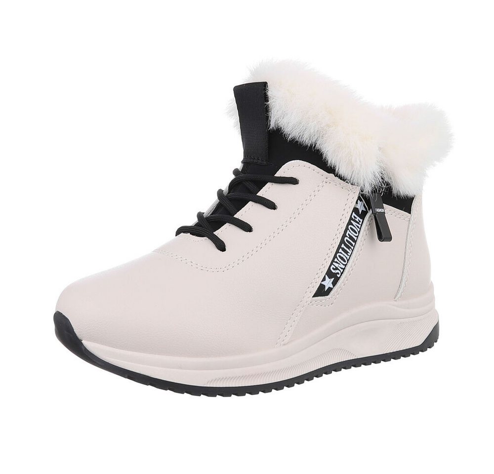 Ital-Design Damen Snowboots Freizeit Snowboots (87214546) Flach Plateaustiefeletten in Beige Bild 3