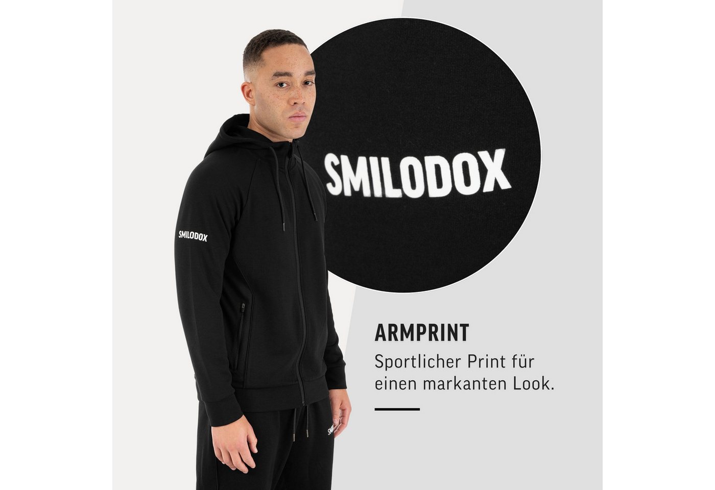 Smilodox Trainingsjacke Denzo Herren, Sportjacke, Fitness, Kapuze, Zip Jacke Mesh Einsätze, Zip Taschen, Kapuze, Soft Touch, Rippbündchen Bild 5