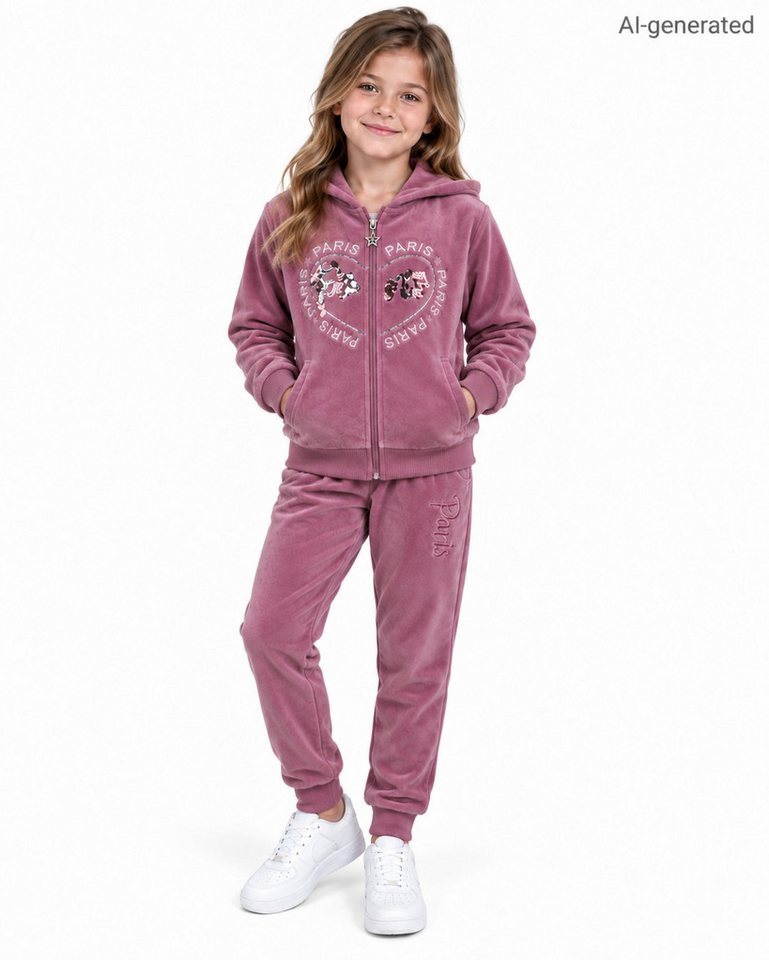 Girls Fashion Sweatanzug Nicki Sweatanzug, Freizeitset, Kapuzen Jacke + Jogginghose, MF505 (Set, Kapuzenjacke und passender Jogginghose) Bild 3