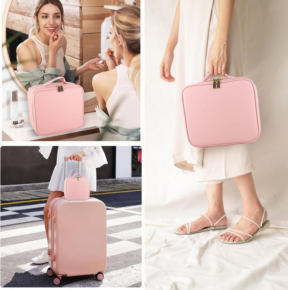 wohnTRAUM24 Kosmetiktasche Make up Tasche mit LED Beleuchtung Licht, Kosmetikkoffer Tasche Damen, Schminkkoffer Geschenk für Frau, Koffer Verstauen für Reisen Bild 4