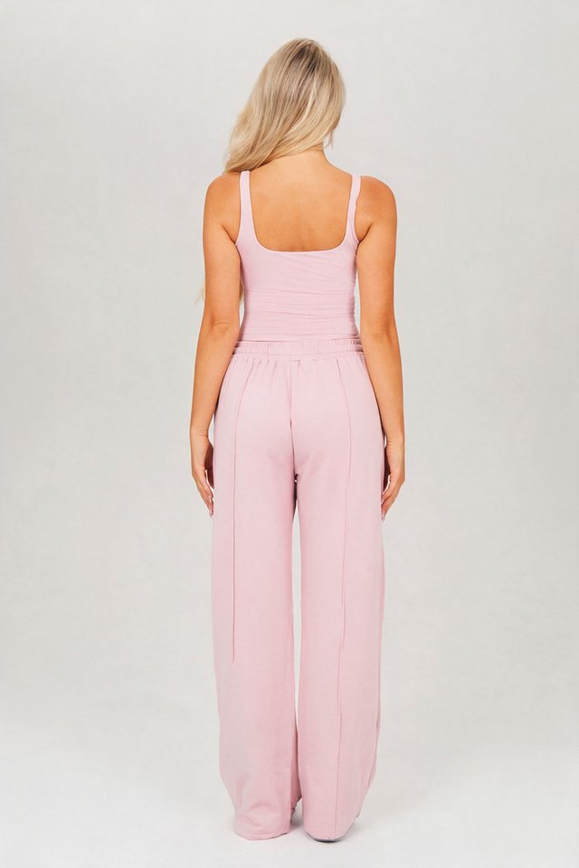 FemmeTone Freizeitanzug Sportanzug Damen mit Tanktop und Wide-Leg-Hose (Set, 2-tlg., ärmelloses Oberteil und lockere Loungehose mit Taschen), Loungewear Set mit gepolstertem Top und weiter Hose