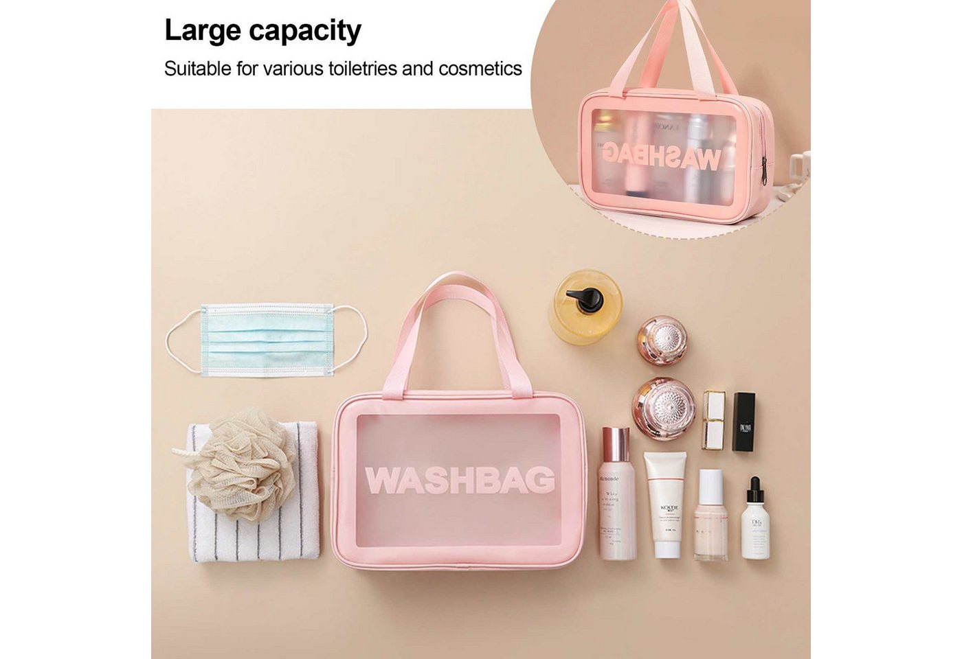 DEBAIJIA Kulturbeutel Große Kapazität Kosmetiktasche durchscheinend, wasserdichte Tragbar Bild 3