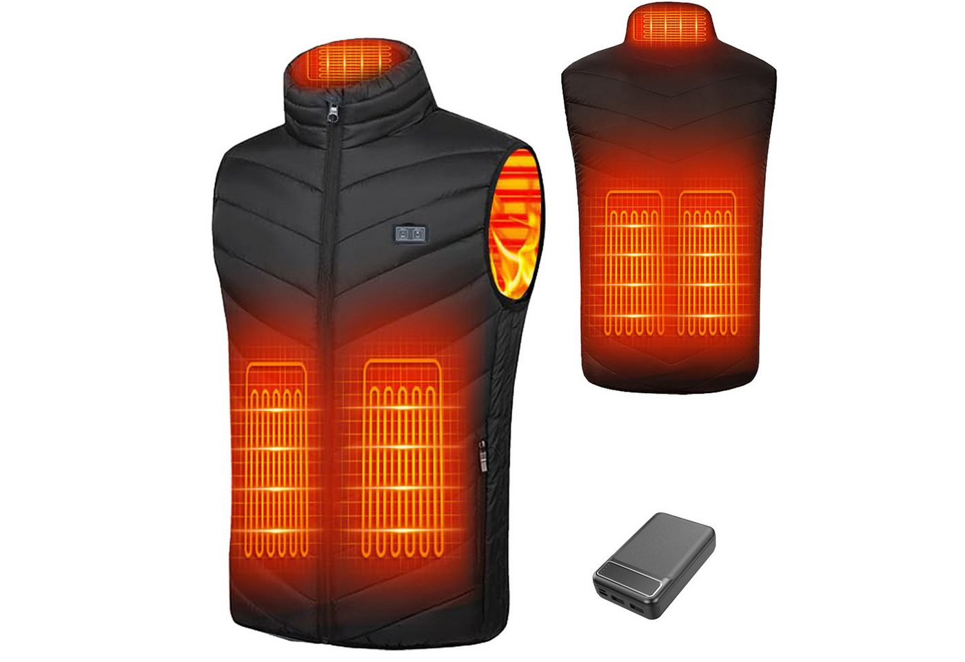 Roenllce Funktionsweste Beheizbare Weste Herren Winterweste mit 10000 mAh Akku 3 Temperaturstufen, 5 Heizzonen für Outdoor Camping Motorrad