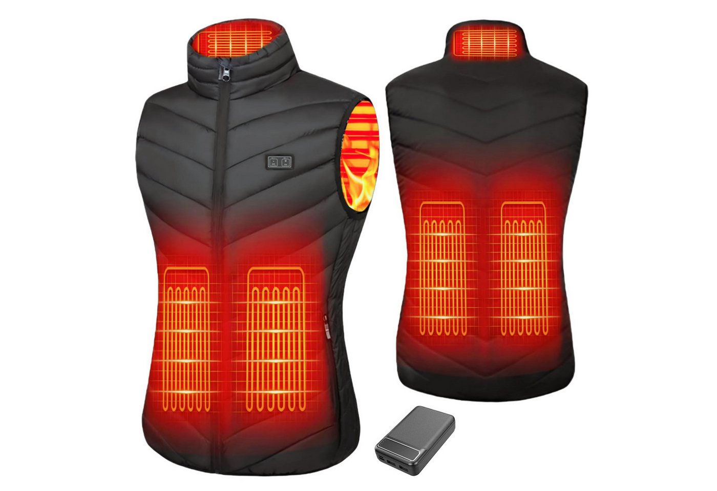 Roenllce Funktionsweste Beheizbare Weste Damen Winterweste mit 10000 mAh Akku 3 Temperaturstufen, 5 Heizzonen für Outdoor Camping Motorrad Bild 5