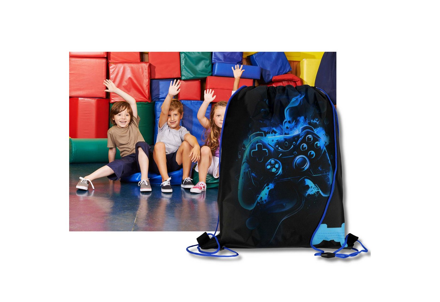 Sarcia.eu Turnbeutel Schwarz-blauer Schuhbeutel Schulumhängetasche für Spieler, 32x38 cm Bild 2