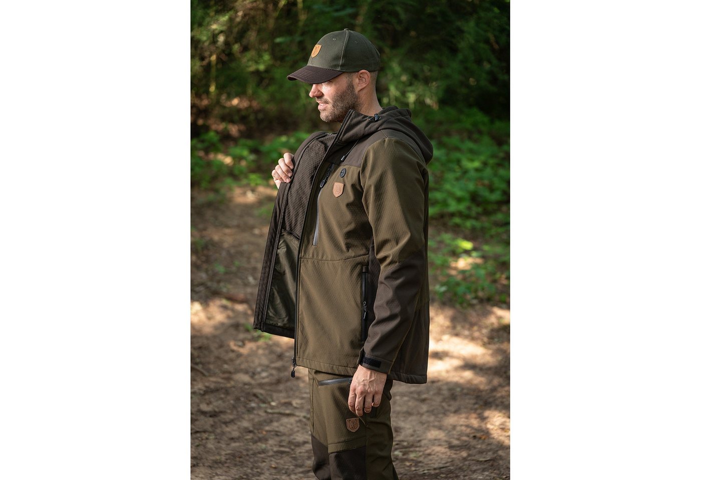 Rensing Outdoorjacke Ash oliv/braun Innenseite mit Waffel-Struktur