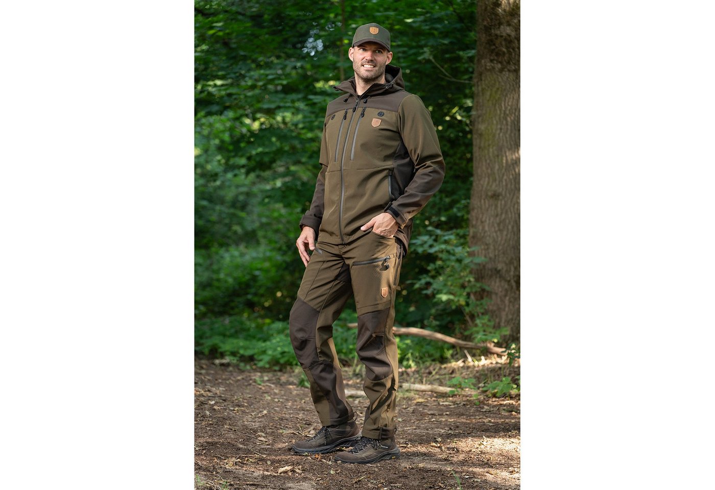 Rensing Outdoorjacke Ash oliv/braun Innenseite mit Waffel-Struktur Bild 3