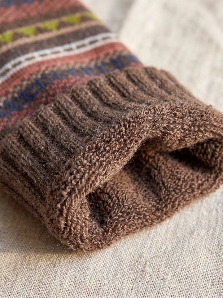 Black Snake Thermosocken Wintersocken mit Alpakawolle und Bund ohne Gummi für Damen und Herren (Socken-Set, 4-Paar, Farben sortiert 35/38) Vollplüsch gefüttert vorgewaschen gefertigt in Portugal Skandi-Ringel Bild 2