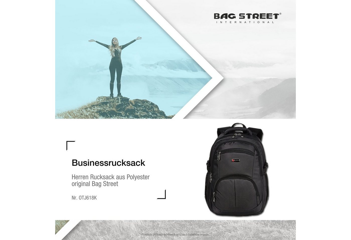 BAG STREET Sportrucksack Bag Street Rucksack grau gepolstert mit (Businessrucksack), Herren Polyester Businessrucksack, Sportrucksack, schwarz ca. 30cm Bild 3