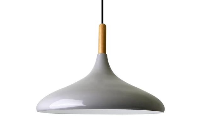 Schlichte Pendelleuchte Mit Grau Holzkopfteil – Vintage Kronleuchter E27 Ø35 Cm Für Wohnzimmer, Schlafzimmer Oder Esszimmer