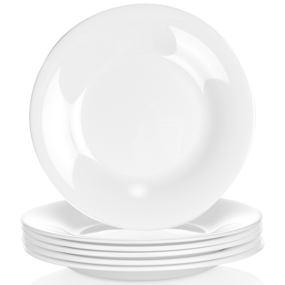 Weiße Dessertteller Aus Glas, 18 Cm, 6 Stück.