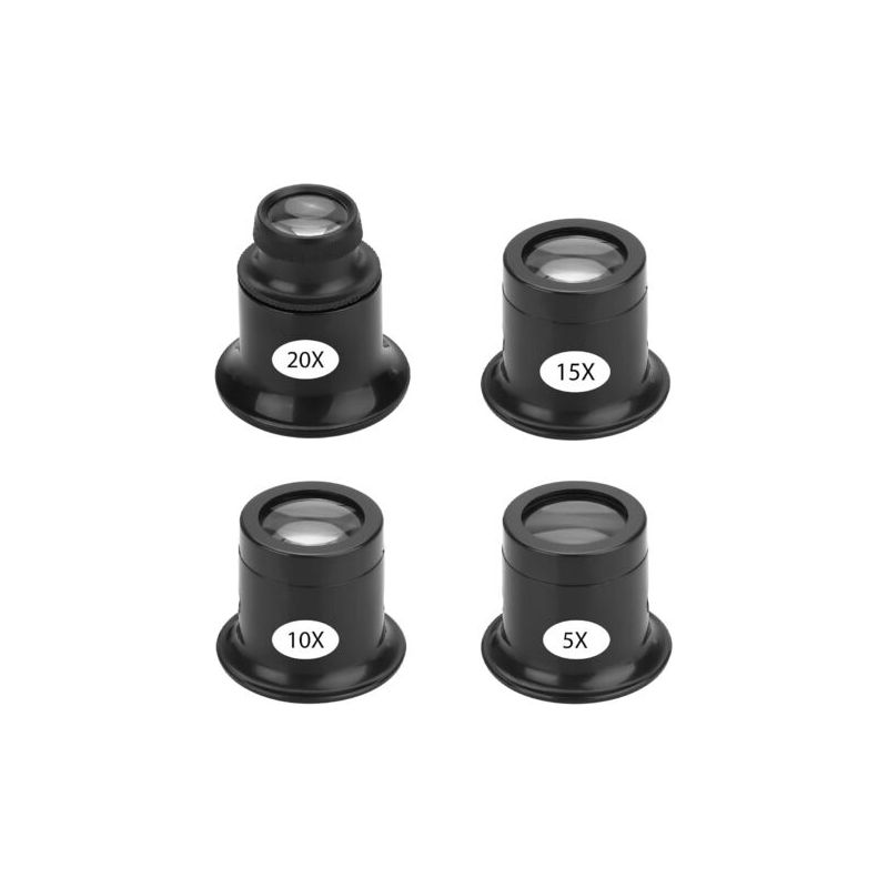 Set Mit 4 Handlupen Für Juweliere Und Uhrmacher Mit Verschiedenen Vergrößerungen: 5x, 10x, 15x, 20x. Tragbare Lupen Zur Reparatur Von Schmuck, Uhren Und Anderen Zeitmessern. Lupenset.