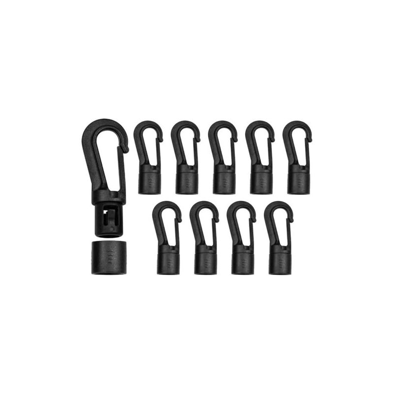 10 Stück Schwarze Kunststoffkarabiner, Seilhaken, Drehbare Kunststoff-schnapphaken Mit Schnellverschluss Für Bungee-seile (7 Mm)