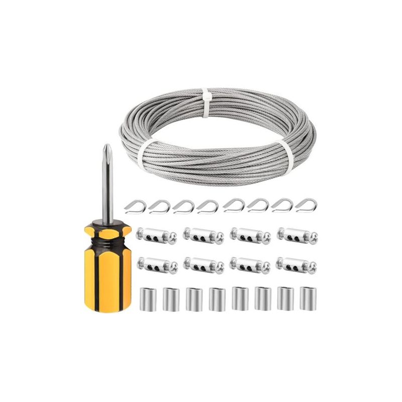 3 Mm Edelstahl-drahtseil, 30 M/3 Mm Edelstahl-drahtseil, Beschichtetes Stahl-drahtseil Mit Kabelklemmen, M3-hülsen, Edelstahlösen, 3 Mm Drahtseil Für Wäscheleinen, Geländerseil