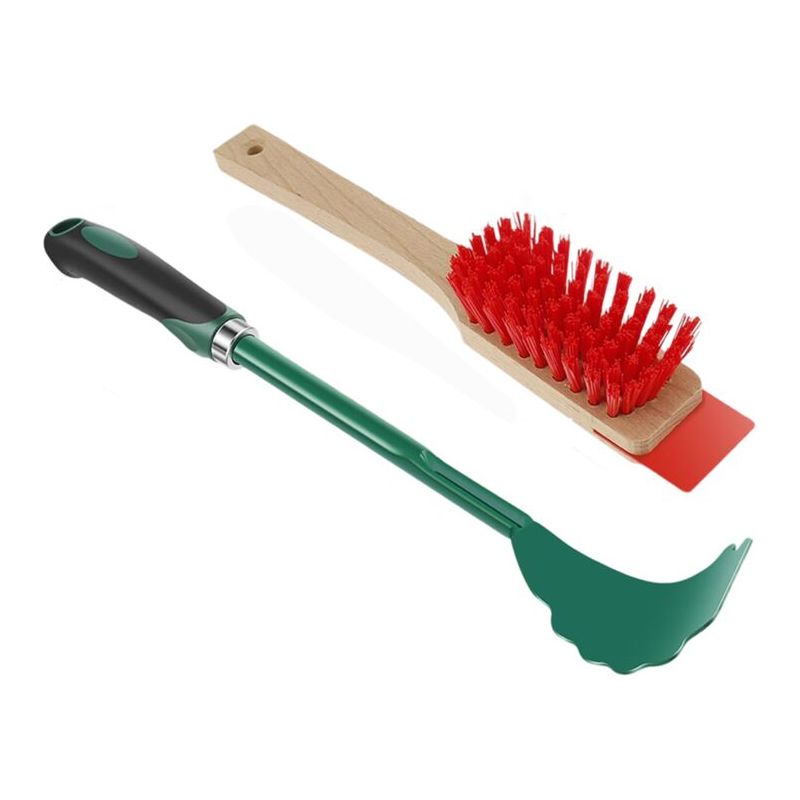 Ergonomischer Rasenmäherschaber Mit Langem Griff Und Steifer Bürste Zur Rasenreinigung.