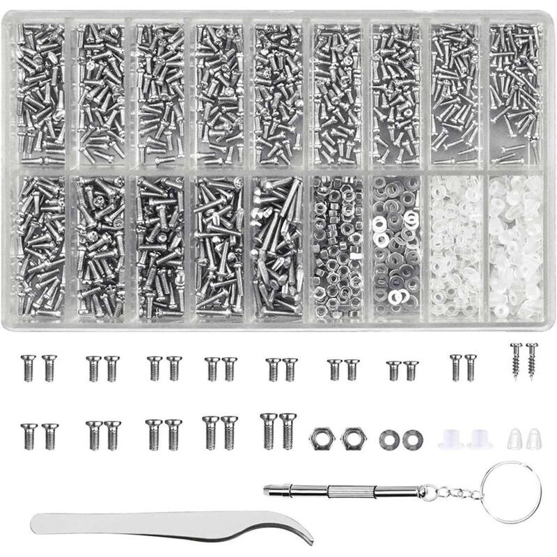 1000-teiliges Brillenreparaturset: Sortiment An Mini-schraubendrehern, Pinzetten, Schrauben Und Muttern.