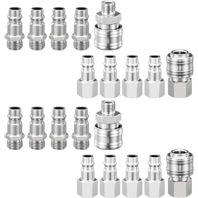 Raccord Rapide Pneumatique 1/4" Bsp, 20 Pièces Embout Compresseur Air Européen, Raccord De Compresseur Pour Tuyau Pneumatique